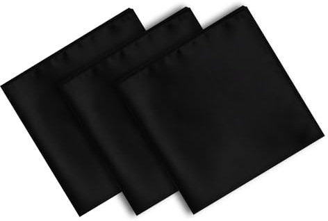Notoke 3 Stück Einstecktücher für Herren, Klassische Schwarze Einstecktuch Seide, 21 x 21 cm Weiches Einstecktücher, Hochwertiges, für Hochzeiten, Partys, Weihnachten und Vatertage