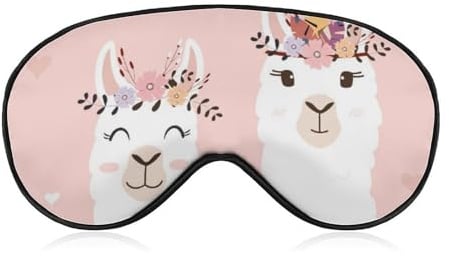 JZemdybill Augenmaske aus glattem Stoff, niedliche Lama-Schlafmaske, Schlafmaske mit verstellbarem Kopfband für Männer, Frauen