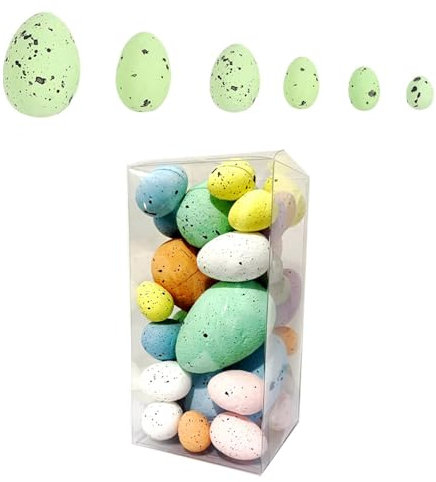 RETUOLWAG 35 x gepunktete Ostereier für Feiertage, Events und Basteln, Vogel- oder Taubeneier, Girlanden, Dekoration, Zubehör
