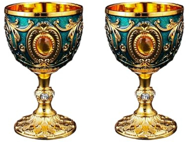 Weingläser, 30 ml, Vintage-Stil, mittelalterlicher Kelch, Trinkglas, Trinkbecher, Kommunion, Party, Haushalt, Esszimmer, Geschenk, Heimdekoration, 2 Stück