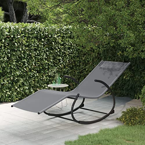 Schaukelliege Grau Outdoor Relaxing Swing Chair with Powder-Coated Steel Frame, Breathable Textilene Fabric, Ergonomic Design for Garden, Patio, Balcony - Includes Removable Headrest, Easy Assembly