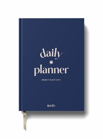 Yop & Tom Undated Daily Diary (A5) - Productivity Planner - Weekly and Daily Organizer with Time Slots - 22 Weeks - Navy