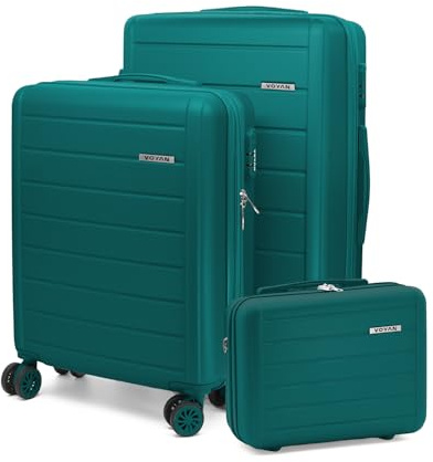 VOYAN Juego de Maletas SDR, Set de Trolley Rígido Expandible con Maleta de Cabina, Maleta Mediana y Neceser, Equipaje de Viaje con Cerradura de Seguridad y Ruedas Dobles Giratorias