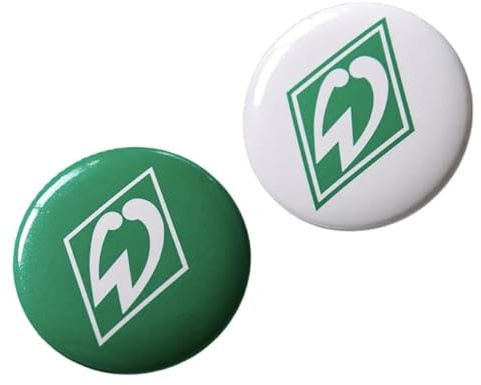 Werder Bremen Button 2er Set grün-weiß | Anstecker SVW - Plus Lesezeichen Wir lieben Fußball