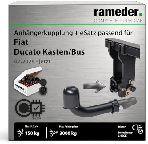 Anhängerkupplung abnehmbar Auto Hak passend für FIAT Ducato Kasten/Bus Typ 250 Baujahr: 2024-jetzt inkl. 13 poligem spezifischen CAN-Bus Elektrosatz | rameder. Komplettsatz - SEMIAUTOMATIC