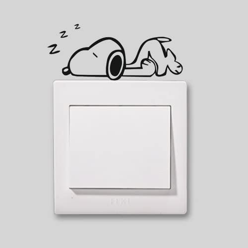 Snoopy Schlafender Hund Aufkleber | Kinderzimmer Dekoration | Laptop/Fahrratdekor | Wandaufkleber Wandtattoo (3.2x9cm, 2Stück)