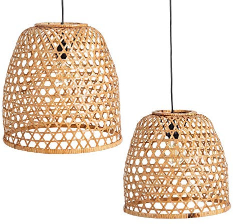LOLA home Bambus-Deckenleuchte Beige Orientalische Wohnzimmer für Esszimmer Sonnenuntergang