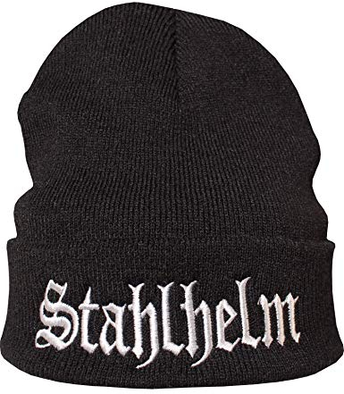 Baddery: Motorrad Mütze Herren - Stahlhelm - Geschenk für Motorradfahrer - Biker Strickmütze (One Size - Schwarz)