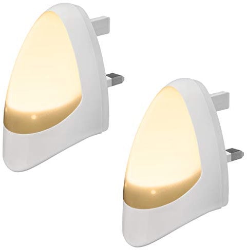 2 Pack LED Night Light Plug in Wall Automatic Dusk to Dawn Sensor Warm White Photocell Night Lamp Childrens Room Nurseries Hallway Staircase