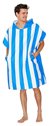 Dock & Bay Adult Beach Poncho - Hooded Towel with Deep Pockets - For Beach & Pool - Super Absorbent, Quick Dry - Cabana - Bondi Blue, Medium (90x70cm, 35x28)