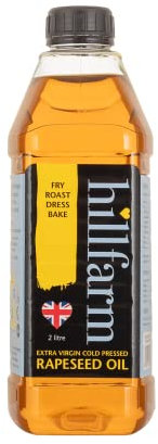 Hillfarm Extra Virgin Cold Pressed Rapeseed Oil - 2 Litre, Suitable for Cooking, Baking & Frying