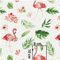 11,99€/m Flamingo 100% Baumwolle Baumwollstoff Kinder Meterware Handwerken Nähen Stoff (Flamingo Weiß Pink Grün, 100x160cm (11,99€/m))