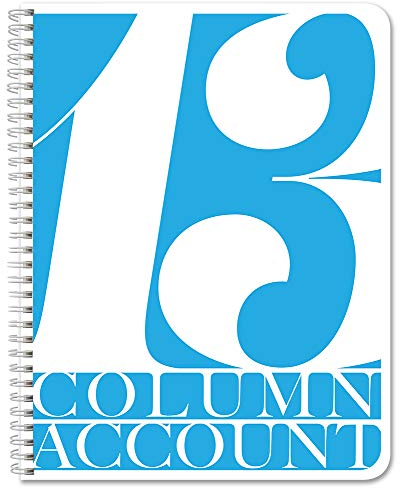 BookFactory Geschäftsbuch, 13 Spalten (13 Spaltenbuch), 100 Seiten, 21,6 x 27,9 cm, Wire-O (ACT-100-7CW-PP-(Accounting-13))