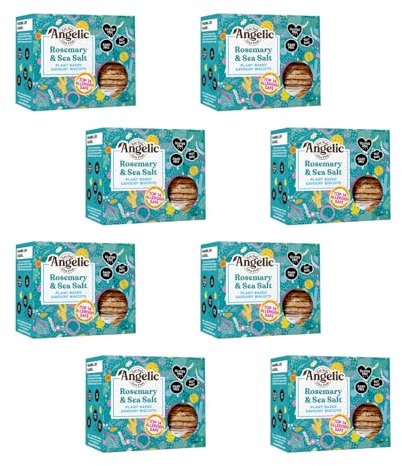 Angelic Free from 8 Pack Vegan Rosemary & Sea Salt Savoury Crackers. Multipack Gluten & Allergen Free Snack Biscuits. Low Calorie Plant Based Snacking for Cheese, Dip, Houmous & Snacks (8 x 142g)