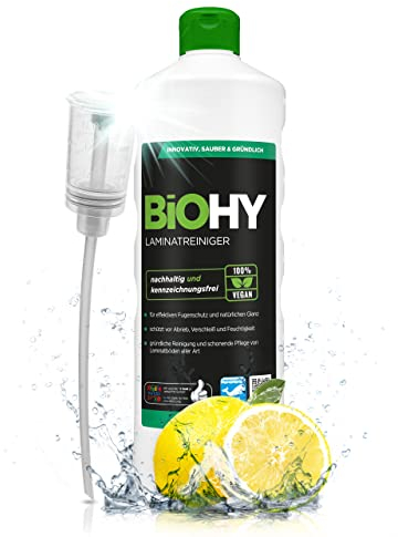 BiOHY Laminatreiniger (1l Flasche) + Dosierer | 2 in 1 Laminatpflege & Reinigungsmittel | reinigt gründlich, schonend & reduziert Wiederverschmutzung | für eine streifenfreie Reinigung