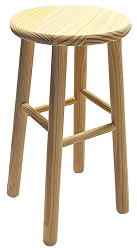 Acan Tradineur - Banqueta Redonda, Taburete Redondo de Madera Natural con reposapiés, 47 x 25,5 x 25,5 cm