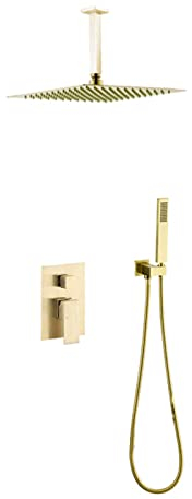 Duscharmatur Unterputz Gebürstetes Gold 10 in Duschkopf Regendusche Armatur Dusche Set Duschsystem Regendusche,B,Bifunktional