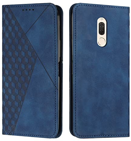KOUYI Kompatible mit Huawei Mate 10 Lite/Nova 2i Hülle, Retro Premium PU Leder Weich TPU Klapphülle Kartenfächer Magnetic Standfunktion Flip Wallet Shockproof Handyhülle (Blau)