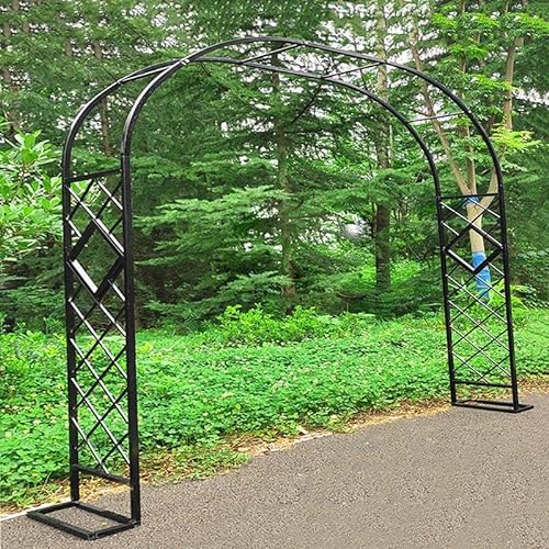 Metall Rosenspalier Torbogen Eisen Rosenbögen Gartenbogen für Kletterpflanzen groß Rankgitter Rankhilfe Rosengestell Rankbogen Schwarz/Weiss Deko Balkon Pergola Tiefe 40cm (Color : Schwarz, Size :