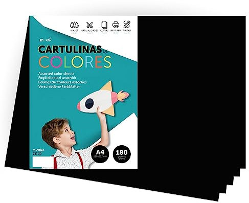 Farbkarton, A4-Farbkarton, intensive Farben, 180 g, für Bastelarbeiten, Drucken Sie Ihre Dokumente und kreativen Designs, Farbfolien A4 · m-office (25 Blatt, schwarz)