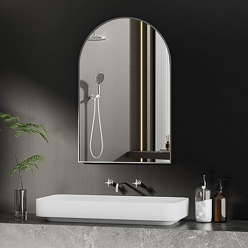BD-Baode Rundbogen Wandspiegel,50 x 70 cm Dekorativer HD Wandspiegel Gewölbter Wandspiegel für Eingangsbereich, Kamin, Schlafzimmer (Schwarz)