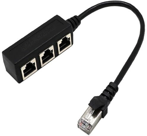 NTEK RJ45 Ethernet Cable Splitter Network Adapter | Rj45 1 Male to 3 X Female Lan Ethernet Splitter Adapter Cable | Suitable Super Cat5, Cat5e, Cat6, Cat7 Lan | Ethernet Socket Connector Adapter