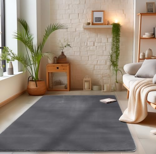 Carpetsale24 Shaggy Teppich Wohnzimmer Grau 80 x 150 cm Läufer Flur Teppich Hochflor Bettvorleger Schlafzimmer Einfarbig Design - Waschbarer Küchenläufer Weich Flauschiger Teppich Esszimmer Langflor