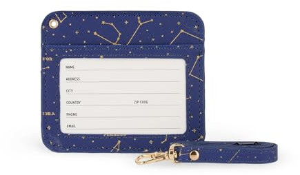 Legami - Porta Badge con Chiusura a Moschettone, Porta Carte con Chiusura Clip di Sicurezza, 1 Finestra Trasparente, Tasche per Tessere in Pelle PU, Dimensioni 10,4 x 9 cm, Tema Stars