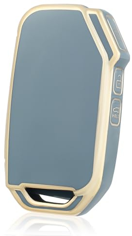 OFF WE GO Schlüsselhülle Cover für KIA Autoschlüssel Hülle für Ceed Cerato Soul Sportage Sorento Stinger Rio Optima NIRO Forte 3 Tasten TPU Auto Schlüssel Schutzhülle Schlüsselbox Cover, Blau Gold