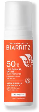 Laboratoires de Biarritz - Lait Solaire Invisible SPF50 - Texture Fluide Invisible - Visage & Corps - Effet Frais dès Application - Parfum 100% d’Origine Naturelle - 100 ml - Fabriqué en France