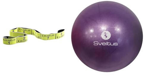 Sveltus Elastiband 10kg Jaune & Ballon pédagogique Adulte Unisexe, Violet, diam. 20cm +/-10%