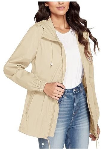 Felpa con Cappuccio da Donna Cappotto Antipioggia Leggero Tasche Solide Giacca con Cerniera Giacca Antivento Antivento da Allenamento all'aperto Piumini Impermeabili Giacca Corta Invernale