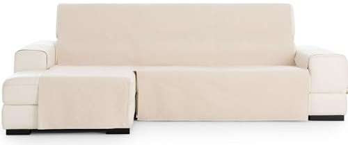 ECOMMERC3 | Extra Left Size Chaise Longue Sofa Cover – Easy Installation Chaise Longue Sofa Cover with Elastic Bands Linen Colour Compatible with Left or Right Chaise Longue Sofas
