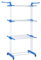 T-LOVENDO.ES Tendedero Vertical Plegable De Alta Capacidad de Ropa - 4 Niveles con Barras de Acero Inoxidable con Dos Alas Laterales Amplio Espacio para Secar. Ruedas Incluidas. Azul.