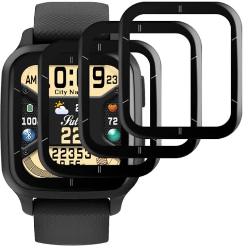 Beukei Vitre Protection pour Garmin Venu Sq 2/ Sq 2 Music Verre Trempé, 3 Pièces Vert Trempe [Dureté 9H][HD Claire][Sans Bulless][Anti Rayures] Protege Ecran