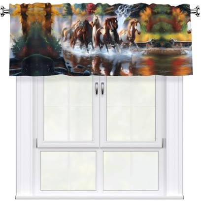 JaoXer Vorhang mit Pferdemotiv, 137,2 x 45,7 cm, Fensterdekoration für Heimdekoration, perfekt für Badezimmer, Waschküche