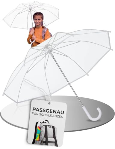 STYNGARD Regenschirm Kinder - 300g leicht - passgenau für Rucksack & Schulranzen - Kinder Regenschirm Mädchen & Junge - Kinderschirm Modell BERLIN