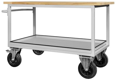 Abrollwerk Mobile Werkbank 500 kg, anthrazit – Fahrbarer Arbeitstisch 1300x600x827 mm mit Ablageboden & Rollen | Werktisch für Werkstatt, Garage & Industrie | Werkbank fahrbar RAL 7016