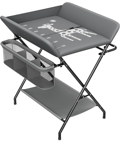 Ezebaby Foldable Baby Changing Table, 4-in-1 Multifunctional Diaper Changing Station, Portable Infant Care Table with Large Storage Bags & Racks, Waterproof Oxford Cloth Space-Saving Nursery Organizer