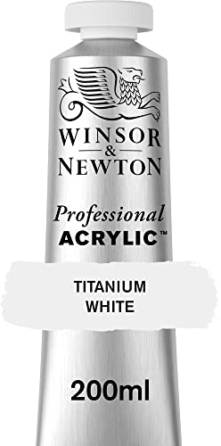Winsor & Newton 2337644 Professional Acrylfarbe in Künstlerqualität, hohe Farbbrillanz & Deckkraft, Archivqualität, 200ml Tube - Titanweiss