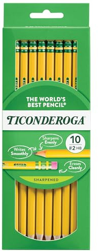 Ticonderoga Wood-Cased Pencils, Pre-Sharpened, 2 HB Soft, Yellow, 10 Count
