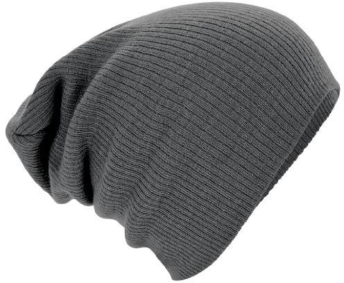 Beechfield Slouch Beanie Strickmütze, grau, One Size