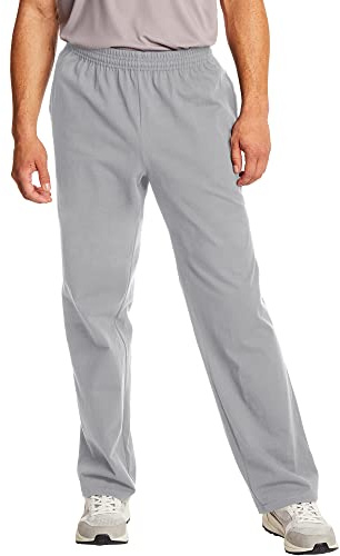 Hanes Small Essentials Sweatpants, Men’s Cotton Jersey Pants with Pockets, 33”, Light Steel, Large