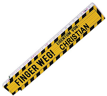 Zollstock mit Namen Christian und Motiv - Finger weg! Eigentum von Christian - für Männer | Metermaß | Glieder-Maßstab mit Namen bedruckt | Viele Namen zur Auswahl