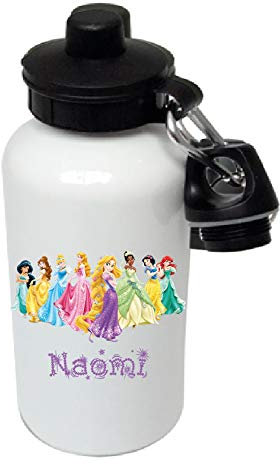 Disney Princesses - Personalised Kids/Drinks/Sports Childrens Water Bottle (White)