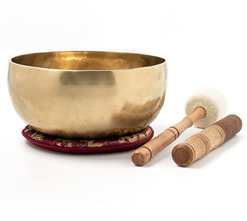 Nepal Klangschale I Handgearbeitet I ca. 700-800 g I Für Meditation, Yoga & Entspannung I Inkl. Zubehör