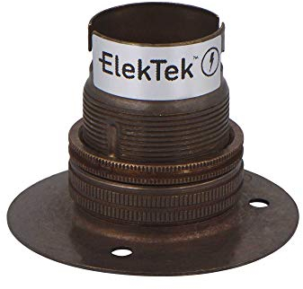 ElekTek Batten B22 Support de lampe à baïonnette BC en laiton antique avec anneau d'abat-jour, pas pour boîte de conduit BESA – Fabriqué au Royaume-Uni
