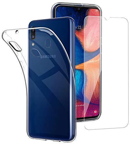 Simpeak Coque Compatible pour Samsung Galaxy A20e Silicone Transparente + Verre trempé écran Protecteur Compatible pour Galaxy A20e - Transparente (5,8 Pouces)