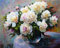 YEESAM ART Peinture Numero Fleurs blanches dans le vase, Bricolage Peinture par Numero 40x50 cm Acrylique Decoration Murale