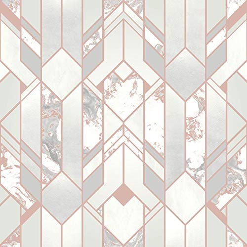 Elixir Geometric Marble Wallpaper Rose Gold Muriva 167502